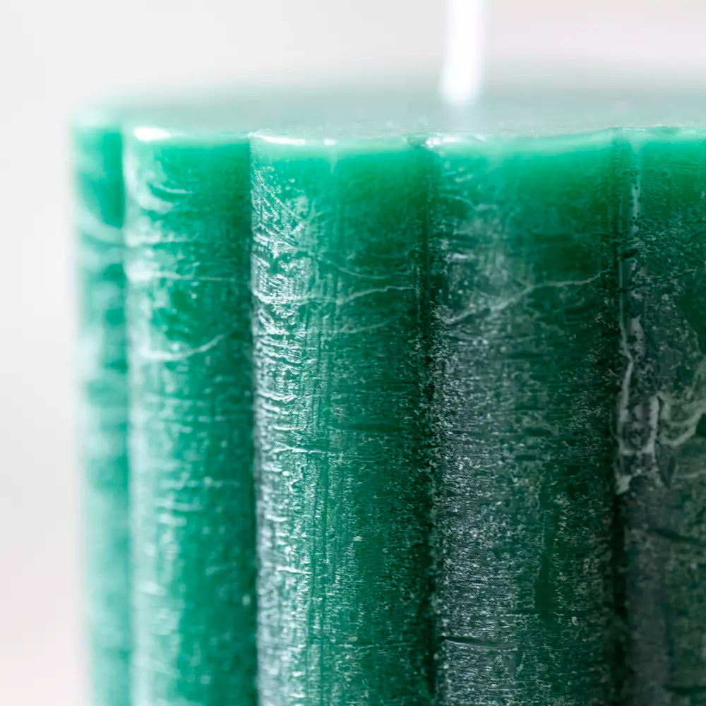 Emerald Rustic Scalloped Pillar Candle