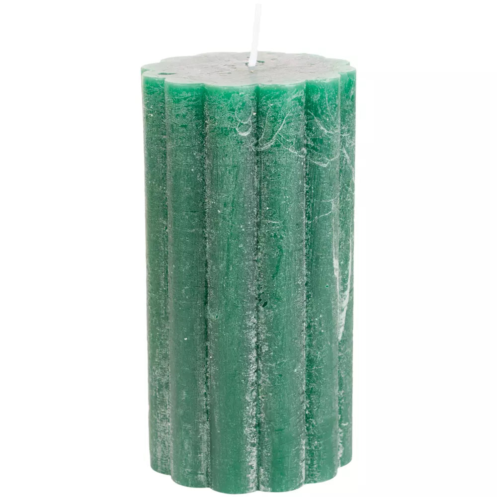 Emerald Rustic Scalloped Pillar Candle