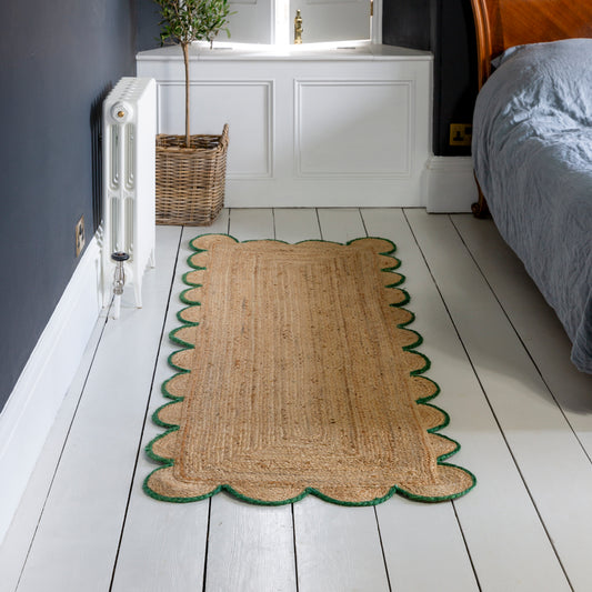 Emerald Scallop Edge Jute Runner