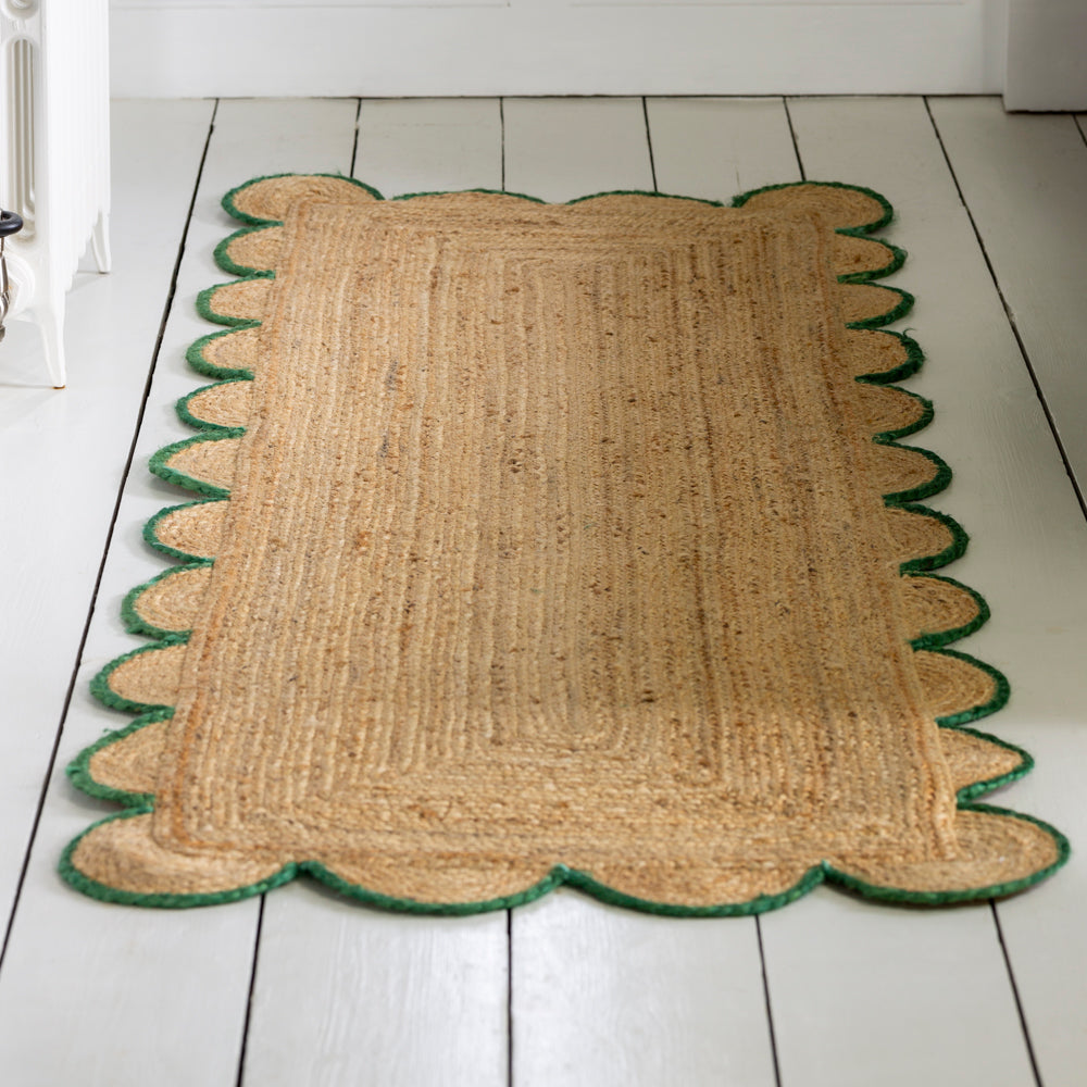Emerald Scallop Edge Jute Runner