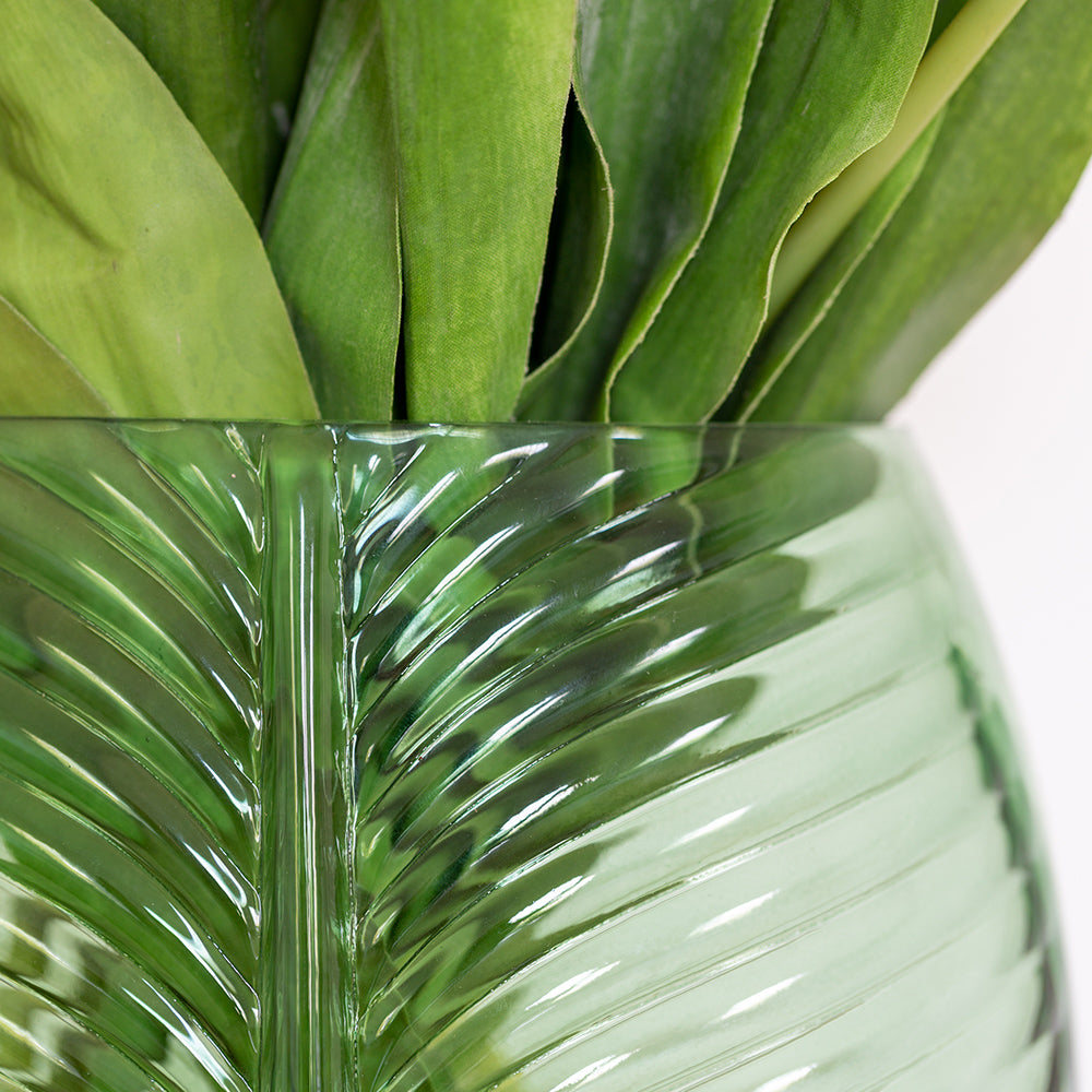 Deco Leaf Design Vase - Green