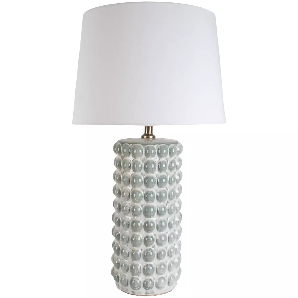 Whitewash Glaze Bobble Lamp with a Plain White Shade