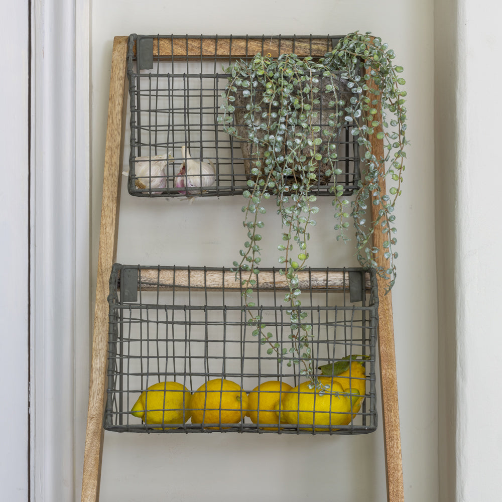 Leaning Wire Basket Storage Unit