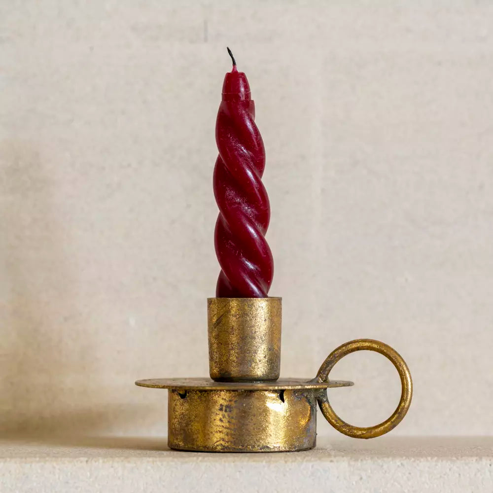 Twisted Dinner Candle Plum