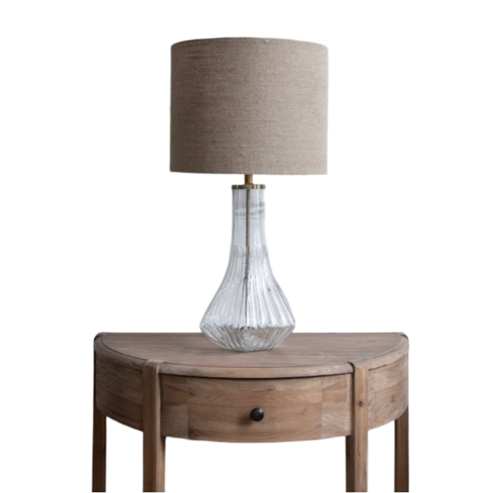 Glass Lamp & 'Nancy' Drum Linen Shade