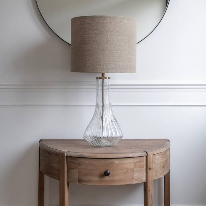 Glass Lamp & 'Nancy' Drum Linen Shade