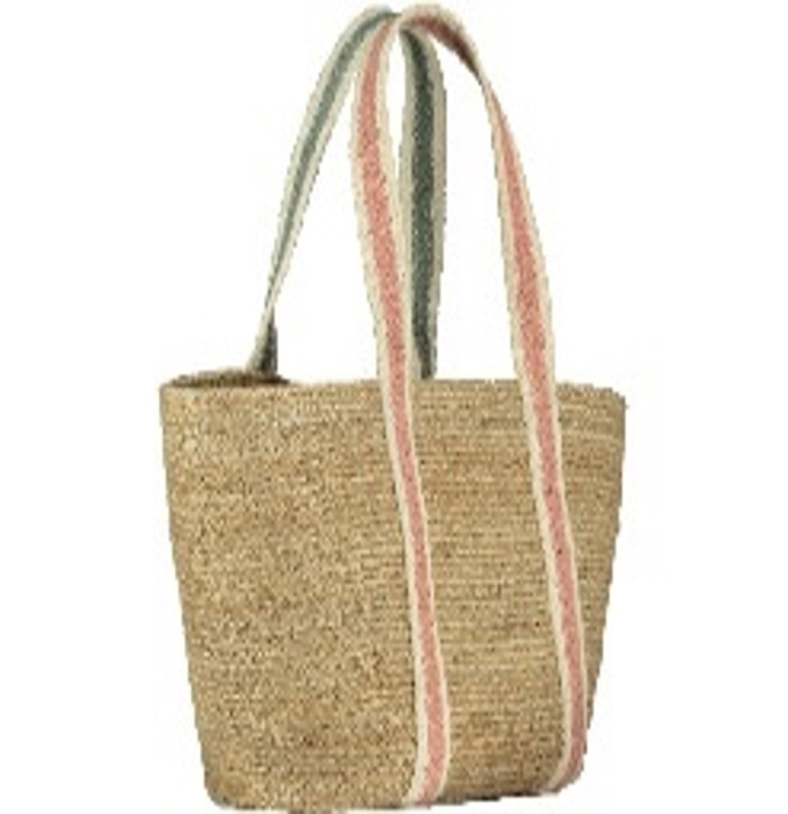 Raw Jute Long Handle Tote "Summer Rose / Thistle"