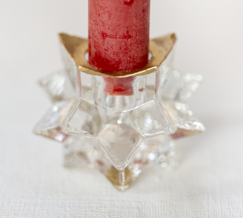 Star Glass Candle Holder with Gold Trim