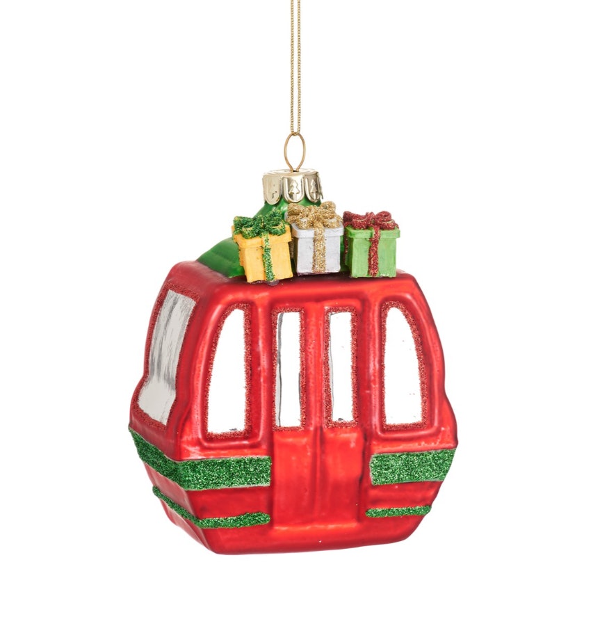 Cable Car with Presents Shaped Bauble
