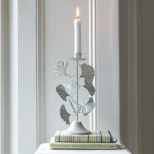 Maiden Hair Candlestick - Antique White