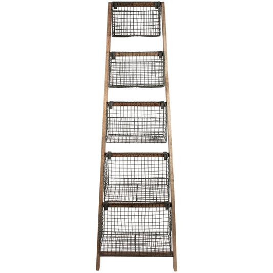 Leaning Wire Basket Storage Unit