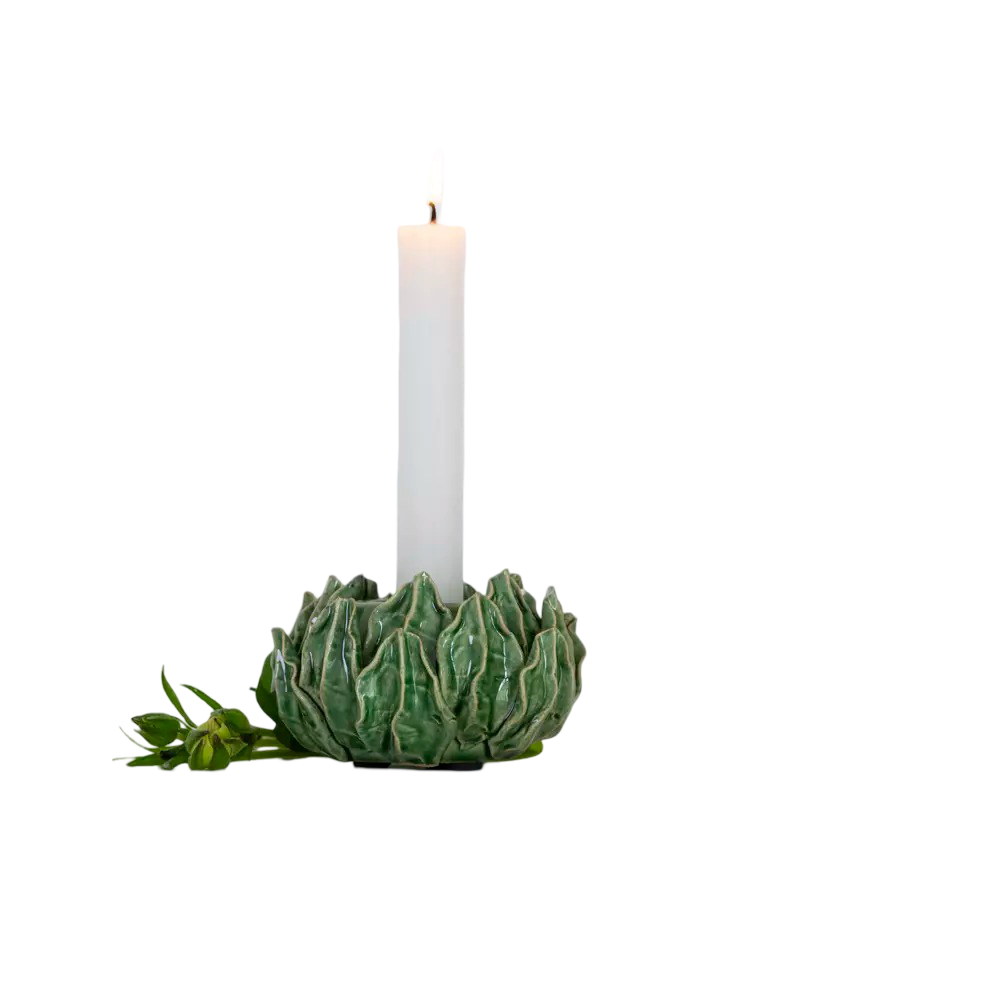 Bed of Leaves Candleholder – Green