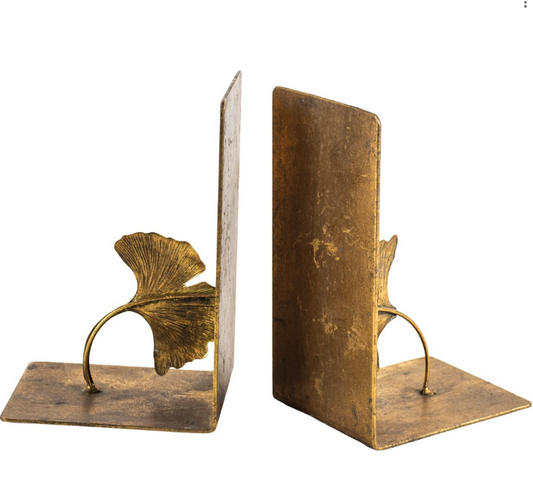 Gold Lotus Leaf Bookends