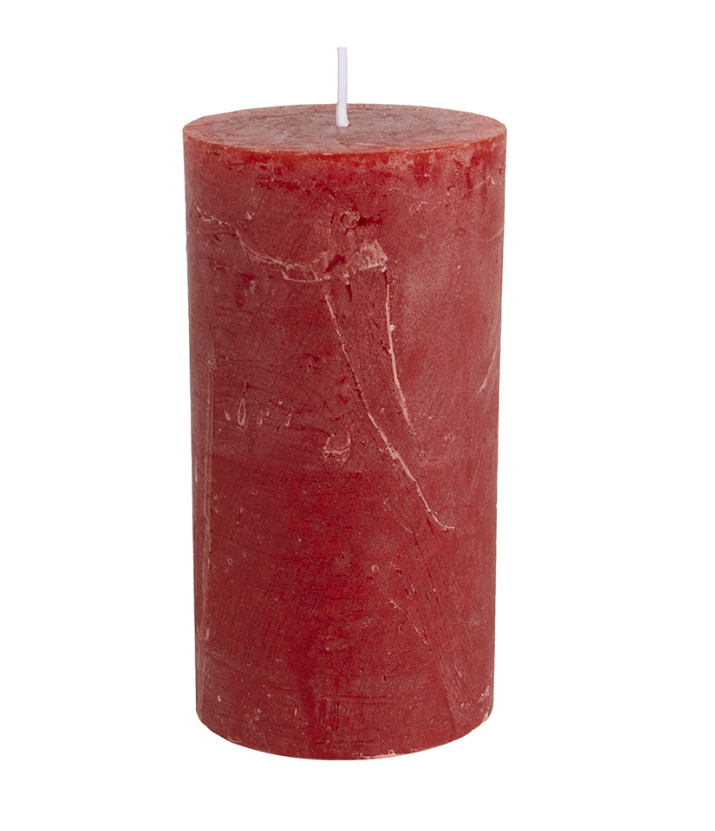 Rustic Pillar Candle - Lipstick Red 70mm X 130mm