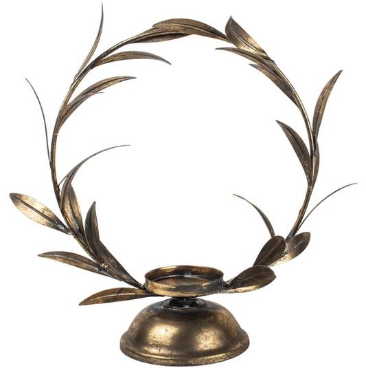 Golden Laurel Leaf Candleholder