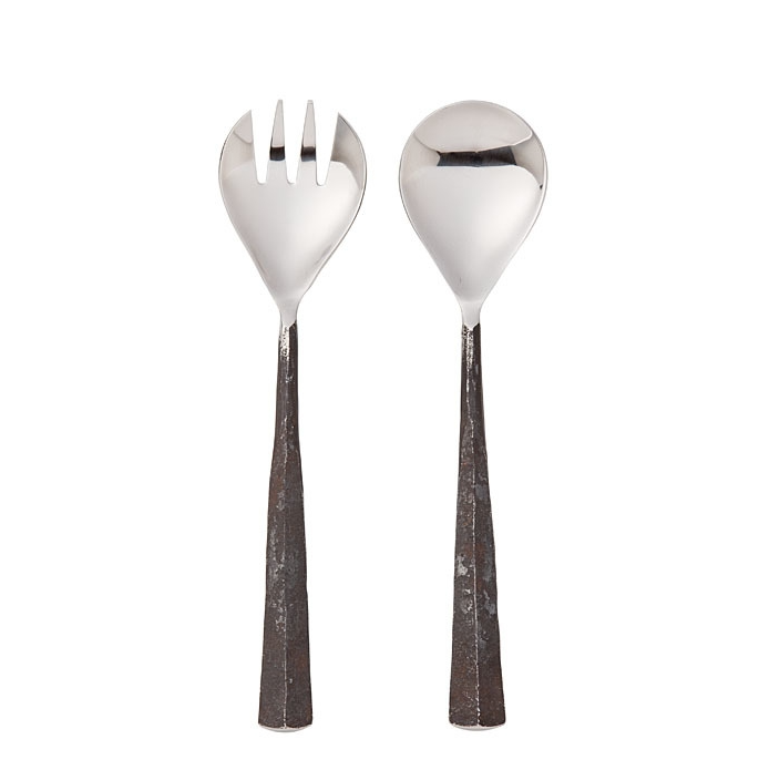 Burnished steel Salad Servers