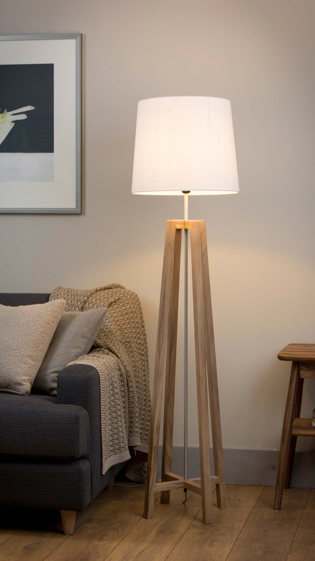 Cross Floor Lamp with Natural Shade