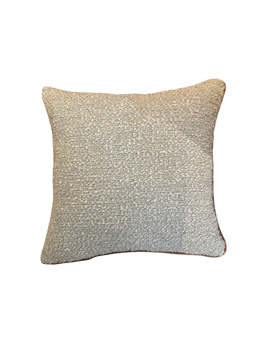 Boucle Cushion Piped in Leather