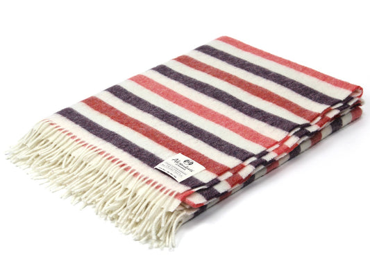 Striped Lamsbwool Herringbone Blanket