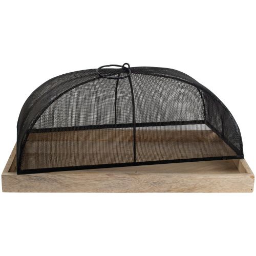 Wooden Tray and Mesh Food Cover
